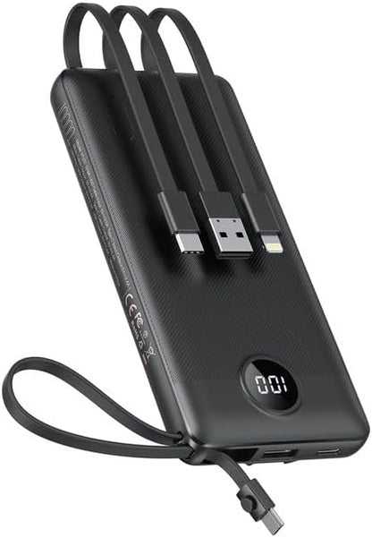 Portable Charger with Built-in Cables