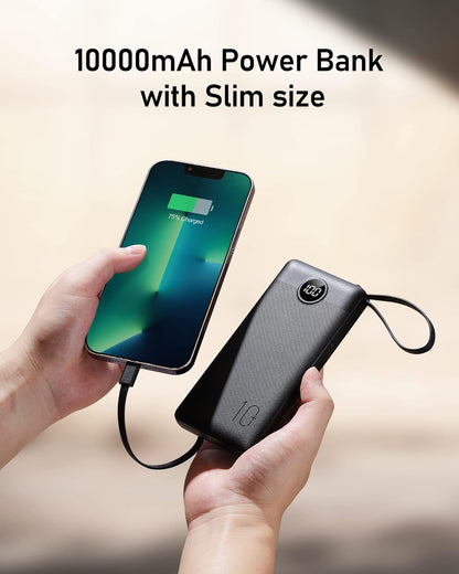 Portable Charger with Built-in Cables