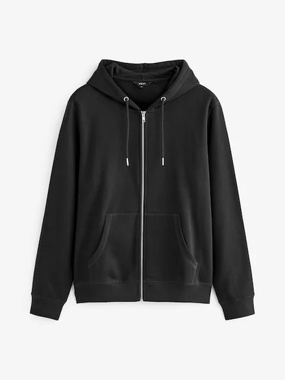 Black Zip Through Hoodie