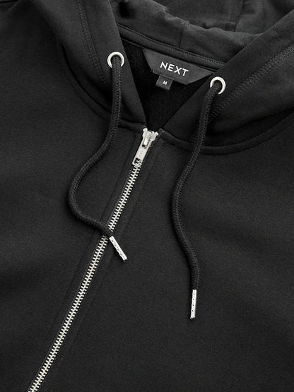 Black Zip Through Hoodie