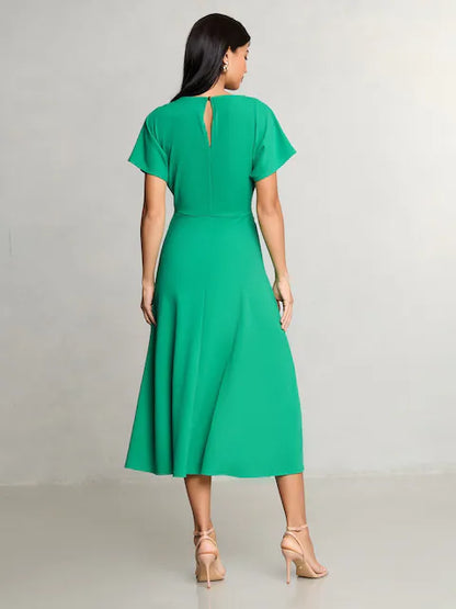 Lipsy Green Knot Side Midi Dress