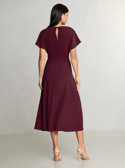 Lipsy Burgundy Red Knot Side Midi Dress