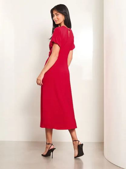 Lipsy Red Cross Front Underbust Jersey Midi Dress