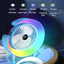 G shape rgb light fan